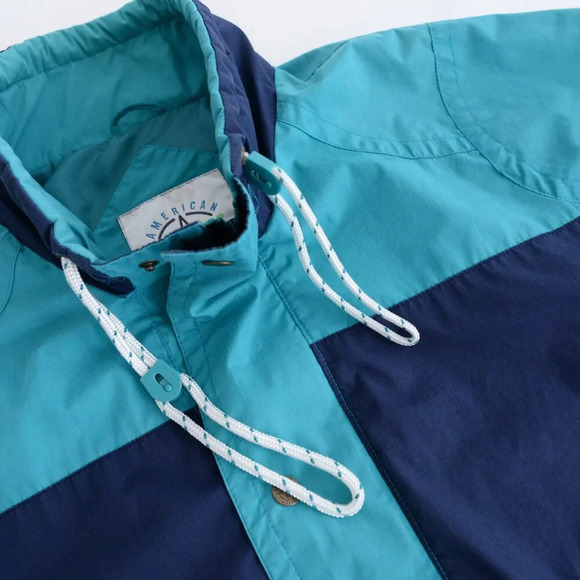 Vintage 80S American Weekend Teal And Blue Zip Up Nautical Lightweight Jacket M - Picture 14 of 15